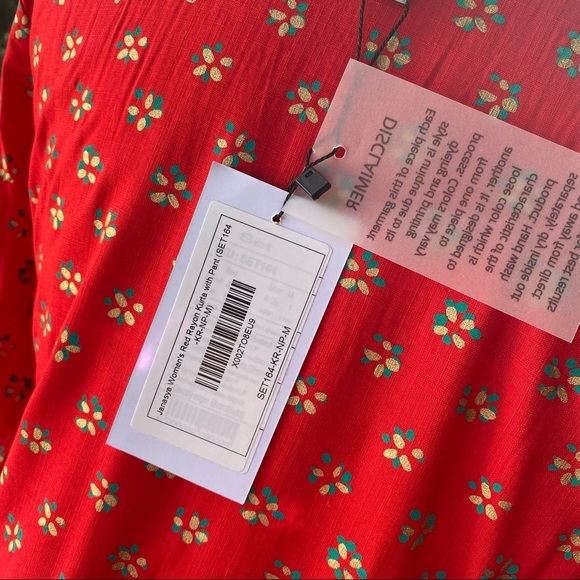 Janasya Indian Long Red Midi Dress w Tassel Medium - Picture 5 of 10